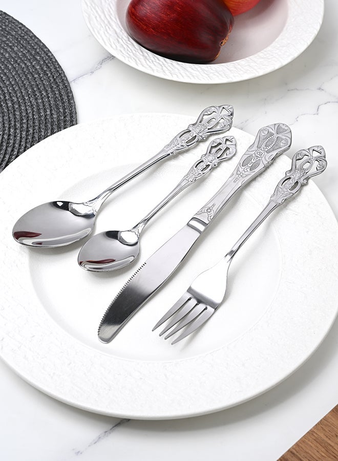 أولييرو طقم أدوات طعام متين وأنيق مكوّن من 24 قطعة لراحة استخدام ومائدة أنيقة – فضي - Image 2